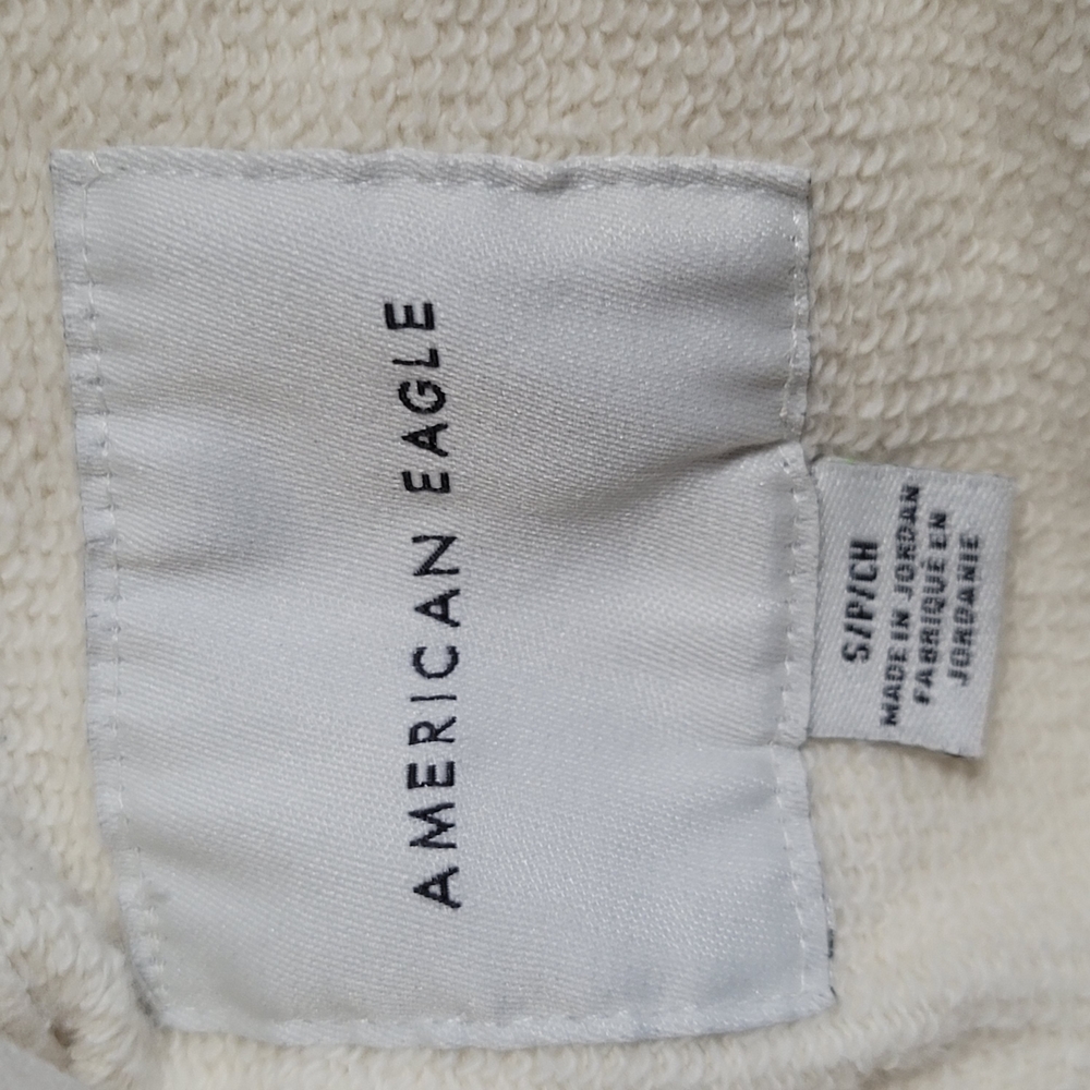 American Eagle Outfitters Cream Hoodie for Men Terrycloth Lining Sz Small - Picture 8 of 11